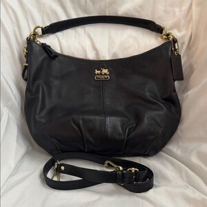 Coach Madison Convertible Crossbody Hobo Bag - Black Leather